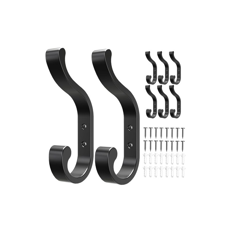jockcaras Wall Hooks for Hanging 8 Pack Black