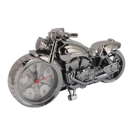 Retro Motorcycle Alarm Clock, Vintage Desk Motorcycle Clock Mini Motorcycle Alarm Clock Classic Motorbike Alarm Clock Desk Shelf Clock for Living Room Car Bedroom Office (168B Dark Gold, Single Color)