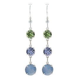 pewterhooter Women's Sterling Silver Sparkling Air Blue Opal, Provence Lavender and Peridot Green Drop Earrings