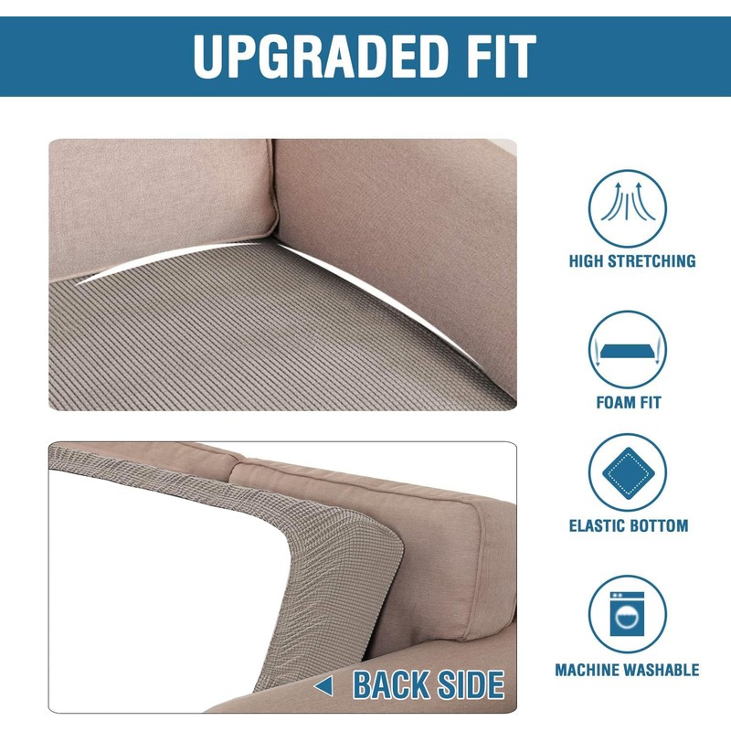 H.VERSAILTEX Super Stretch Individual Seat Cushion Covers - Sofa &