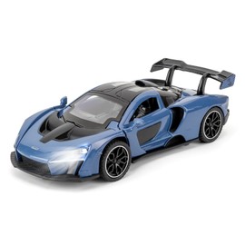 BGHSCA 1/32 McLaren Senna Car Model, Collecting McLaren Senna Super Sport Diecast Car Toy with Sound and Light, Zinc Alloy Pull Back Blue Toy Vehicle for Adults Boys Girls