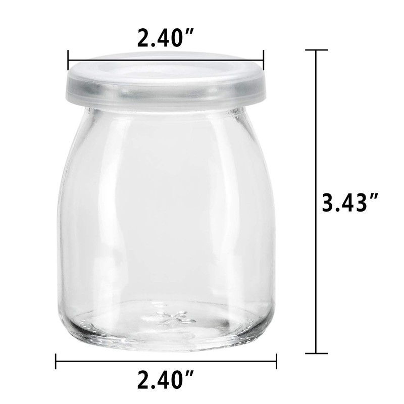 Encheng 7 oz Clear Glass Jars With Lids,Yogurt Container With