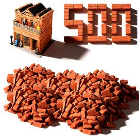 Dazzlestar Miniature Bricks 1/35 Red Bricks Set of 500 Miniature Parts for Model DIY Scenery Building Gardening Accessories Diorama Making