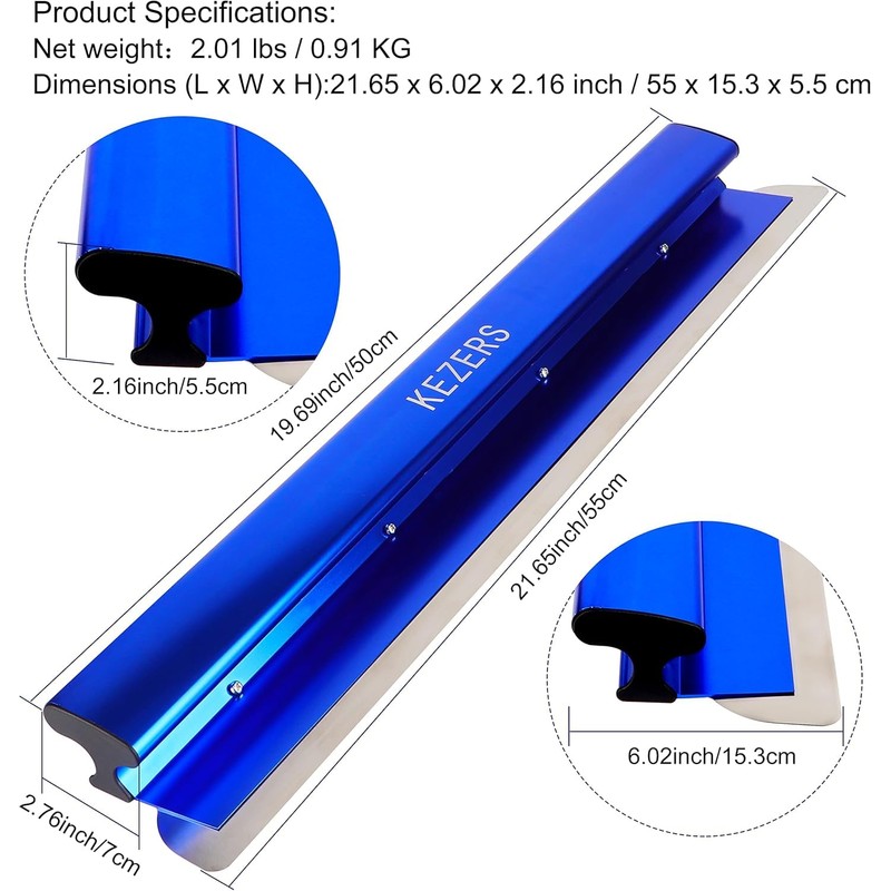 KEZERS Drywall Skimming Blade, 0.3mm Stainless Steel Blade, Smoothing &