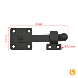 MORIA DESIGN Door Lock 14 cm | Shutter | Ends for Garden Garden Architecture Retro Tin Powder Coated Colour Black