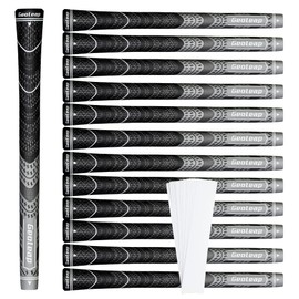 Geoleap Golf Grips Set of 13- Grips with Tapes and Grips with All Repair Kits for Choice,Hybrid Golf Club Grips,Standard/Midsize,All Weather Contral, High Feedback & Traction. (Standard, Grey-Classic( 13 grips only with 15 tapes))