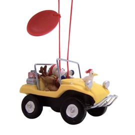Santa and Reindeer Riding in a Dune Buggy Christmas Ornament, Festive Hanging Ornament, Unique Holiday Decor, 3 Inches