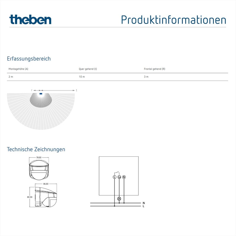 Theben PIRA to AP 1030206 Motion Sensor for Outdoor Use,