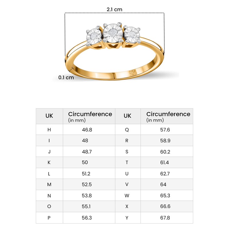 TJC Three Stone Ring for Women Size L with White