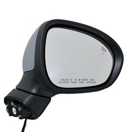 Spieg Passenger Side Mirror for 2016-2022 Fiat 500X | Right Side View Mirror Assembly with Power Adj Heated Manual Fold Blind Spot Monitor Temperature Senso Turn Signal Light | Primed Cover 10 Pins