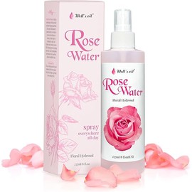 Well's Oil Rosewater Mist Spray (8 Fl oz) – Hydrates, Soothes & Refreshes | 100% Natural | No Chemical | for All Skin and Hair Types