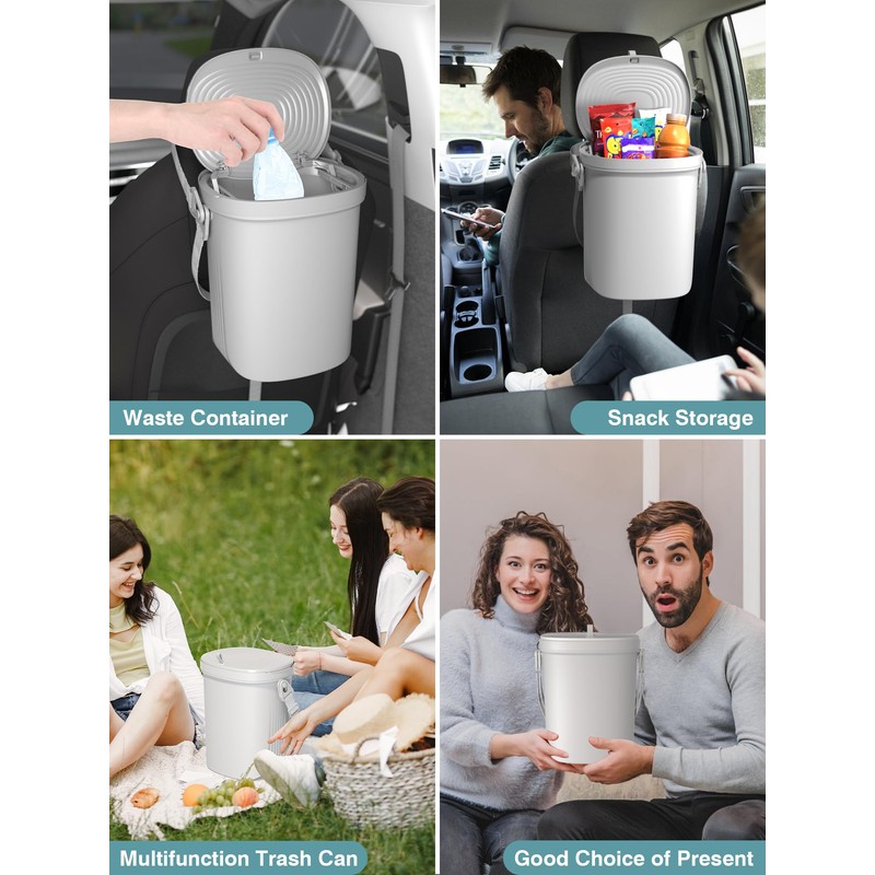 Garoopion Waterproof Car Garbage Can, 1.9 Gallon Soft Silicone Hanging