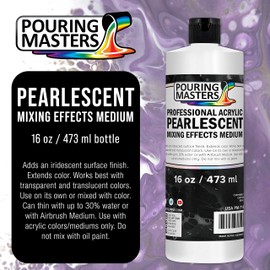 Pouring Masters Professional Acrylic Pearlescent Mixing Effects Medium, 16 oz. (Pint) - Create Pearl Iridescent Metallic Effects, Improve Flow Consistency, Artist Techniques, Mix Art Acrylic Paint