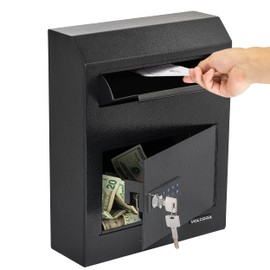 Volcora Key Drop Box with Lock, Drop Slot Depository Safe Box Digital Keypad, Money Drop Safe for Business, Wall Mount Mailbox, Cash Drop Box, Electronic Programmable Lock with Key Indoor Use