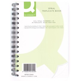 Q-Connect 8x5 inch Wire Bound Carbonless Triplicate Book