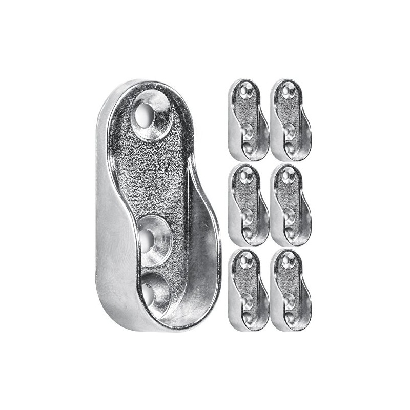 6X Oval Chrome Wardrobe Sockets |15mm Rod/Rail End Supports