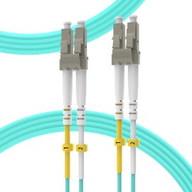 KeepFly Fiber OM4 LC to LC Fiber Patch Cable 100ft,Length Option:0.2m-200m,40G/100GB 50/125μm Multimode Duplex LC-LC Fiber Optic Cable Cord LSZH(Aqua)-30Meter(100ft)