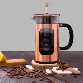 ADAMITA French Press Coffee Maker 8 cups 34 oz 304 Stainless Steel Coffee Press with 4 Filter Screens, Easy Clean Heat Resistant Borosilicate Glass - Free 100% BPA… (Candy Sparkle-AYUTYT, 34 oz)