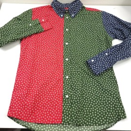 KENZO $395 KENZO Color-Block Floral Printed Sport Shirt Mens Size (40 cm 15 3/4) Large