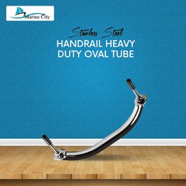 MARINE CITY Smooth Polished Stainless Steel Heavy Duty Boat Handle Oval Tube Grab Bar Mount Handrail with Flange and Studs 8-1/4 Inches for Marines – Boats – Yachts – RVs (Pack of 1)