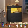 ADORNEVE LED Nightstand Black Nightstand with Wireless Charging Station 2