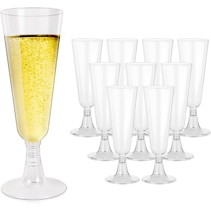 eMKay® Clear Plastic Champagne Flutes/Glasses 140ml - 32 Count (Pack