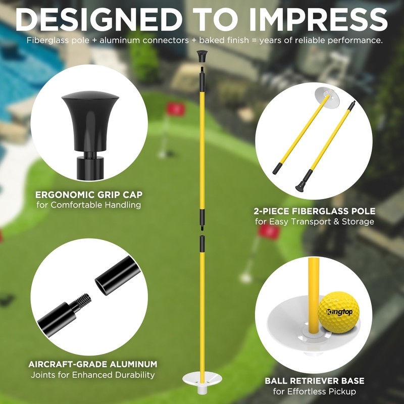 KINGTOP Miniature Golf Flagstick, Practice Putting Green Flags for Yard,