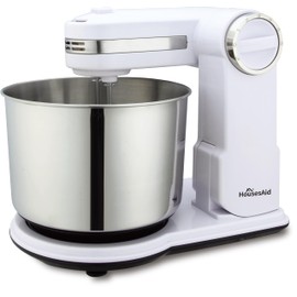 HousesAid Foldable Stand Mixer, 3.7QT Electric Kitchen Mixer, 6 Speeds with Dough Hook & Beater, Space-Saving Design for Small Kitchen, Ideal for Baking & Daily Use (white)