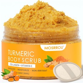 Exfoliante Corporal De Cúrcuma Con Vitamina C, Colágeno Y Aceite De Coco. Elimina Las Células Muertas De La Piel. Suaviza E Hidrata La Piel. Exfoliante Natural Para Glúteos Y Zona Del Bikini C