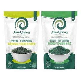 Alga Spirulina Orgánica Una Polvo Y Una En Bolitas 2 Paks                                                                                             
