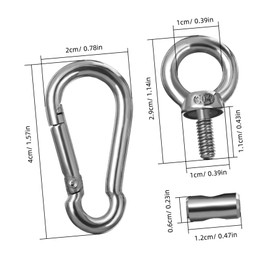 PACKOVE 8sets Stainless Steel Kayak Eyelet Kit Track Mount Eyelets with Spring Hooks for Easy Installation Durable Anchoring for Kayak Boat and Rv Awning Accessories
