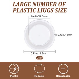 GORGECRAFT 25PCS Salt and Pepper Shaker Stoppers Plastic Salt Shaker Plug Stopper 1/2 Inch Replacement Plug Bottle Caps Reusable Clear Round End Cap for Bottles Pipes Flower Pots