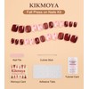Kikmoya 24Pcs Fall Press on Nails Short Square Burgundy Fake