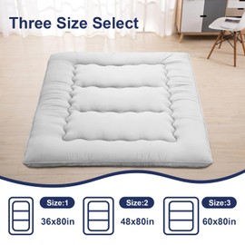 Japanese Floor Mattress,Thicken Japanese Floor Sleeping Pad Foldable,Roll Up Tatami Mat Easy to Store and Portable,Futon Mattress Suitable for Camping and Guest Room (Light Gray, Twin (80" x 36"))