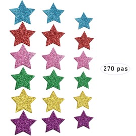 LUORNG 270PCS Self Adhesive Star Stickers Star Shaped Wall Stickers, Colorful Glitter Foam Star Stickers for Home Birthday Party Decoration Kid's Arts Craft Supplies