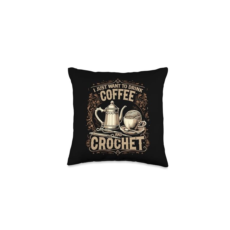 Yarn Coffee Crochet Throw Pillow