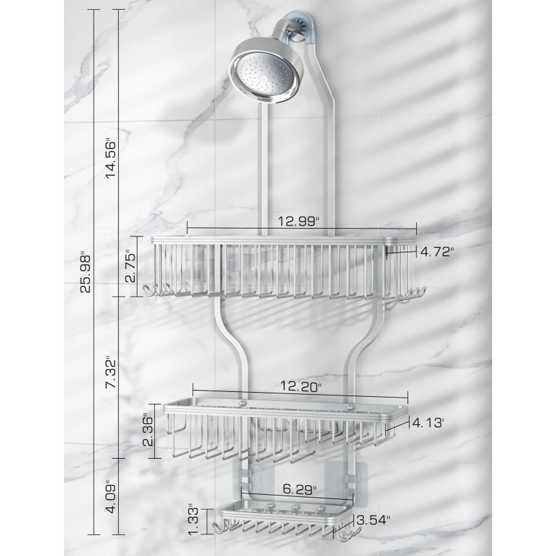 YASONIC Shower Caddy Hanging - Never Rust Shower Organizer -