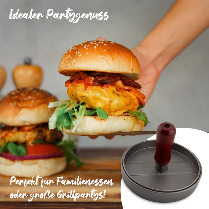 MaxxGoods Burger Press Set Made of Cast Aluminium Diameter 12