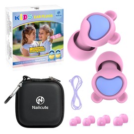Kids Ear Plugs (6-12 yrs) - Reusable Noise Relief Childrens Earplugs with Cord for Focus, Travel, Fly, Concert, Socializing, Sport Events, Anxiety, School, Playtime, 26 dB Noise Reduction