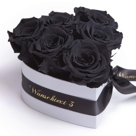 ROSEMARIE SCHULZ Heidelberg Flower Heart Infinity Rose Box in Heart Shape Preserved Roses Gift for Women (Desired Text, Black)
