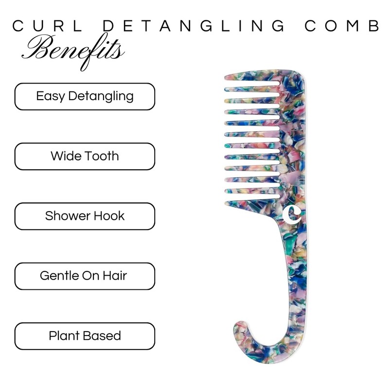Curldo Plant Based Large Wide Tooth Shower Comb Curl Detangling
