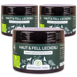 Wolfsbacher Omega 3 für Hunde - Mit Lachsöl, Kokosöl, Bierhefe | Haut & Fell Leckerli 3 x | Gegen Juckreiz, für gesunde Haut und glänzendes Fell