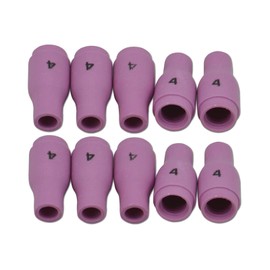 RIVERWELD TIG Alumina Nozzle Ceramic Cups 13N08 4# 1/4" 6.5mm Orifice for PTA SR DB WP 9 17 18 20 25 26 TIG Welding Torch Accessories Pack of 10