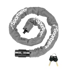 Sportneer Bike Lock - 8mm Thick High Security Anti Theft Bike Chain Lock with 2 Keys- 3.2ft Long Heavy Duty Anti-Cut Bicycle Lock for Bike, Motorcycle, Bicycle, Door, Gate, Fence, Grill - Grey