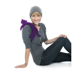 Leschi Wheat Bag microwavable, unscented/Heat Pack for Neck and Shoulders/Animal: Cat Minina, Purple