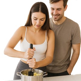 Meat Chopper for Ground Beef – Heat Resistant Hamburger Smasher Tool with 5 Curved Blades – Nylon Nonstick Masher for Cooking, Mixing & Mashing – Essential Kitchen Gadgets & Utensils