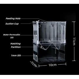 Fish Breeding Box for Aquarium, 11x 10 x 7cm, Transparent Adjustable Isolation Box, Guppy Betta Tank Separator