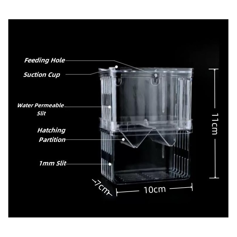 Fish Breeding Box for Aquarium, 11x 10 x 7cm, Transparent