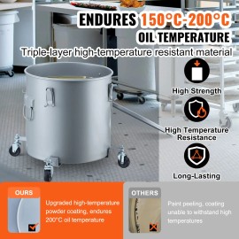 8 Gal Carbon Steel Fryer Grease Bucket Rust-Proof Coating Oil Disposal Caddy Caster Base Food Trucks Oil Transport ContainerItem Size: 35 cm/H35 cm