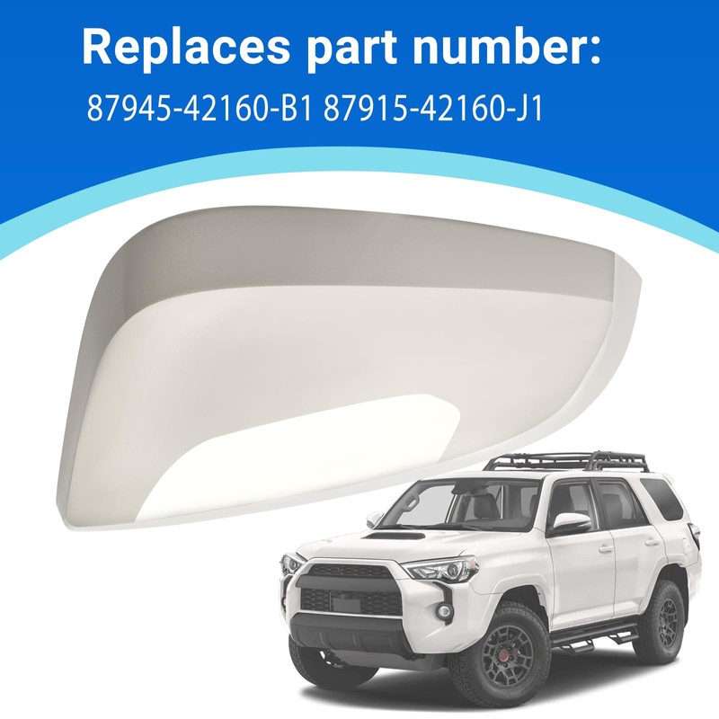 White Door Rearview Mirror Cover Fits for Toyota 2013-2023 4Runner